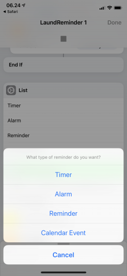 Screenshot for Apple Siri Shortcuts LaundReminder 1