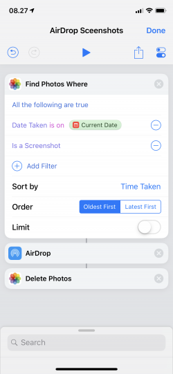 Screenshot for Apple Siri Shortcuts AirDrop Sceenshots 1