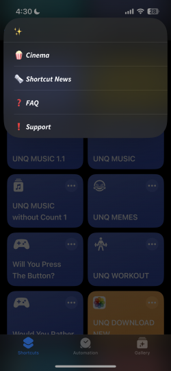 Screenshot for Apple Siri Shortcuts UNQ CINEMA 1