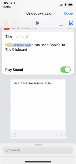 Screenshot for Apple Siri Shortcuts ndsıdǝdoʍn ʇǝxʇ 1