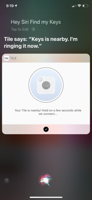 Tile app on Siri Shortcuts