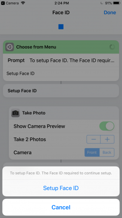 Screenshot for Apple Siri Shortcuts Face ID 2
