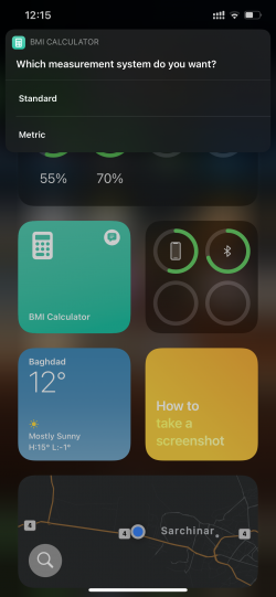 Screenshot for Apple Siri Shortcuts BMI Calculator 1