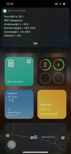 Screenshot for Apple Siri Shortcuts BMI Calculator 3