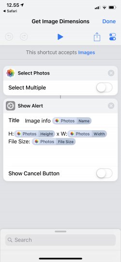 Screenshot for Apple Siri Shortcuts Get Image Dimensions 1