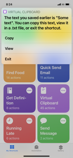 Screenshot for Apple Siri Shortcuts Virtual Clipboard 1