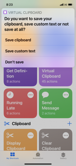 Screenshot for Apple Siri Shortcuts Virtual Clipboard 3