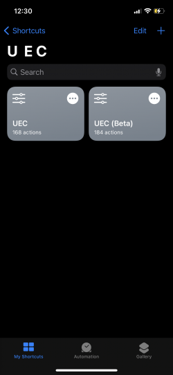 Screenshot for Apple Siri Shortcuts UEC Public 1