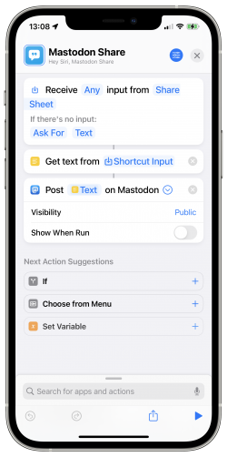 Screenshot for Apple Siri Shortcuts Mastodon Share 1
