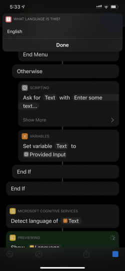 Screenshot for Apple Siri Shortcuts What Language Is This? 2