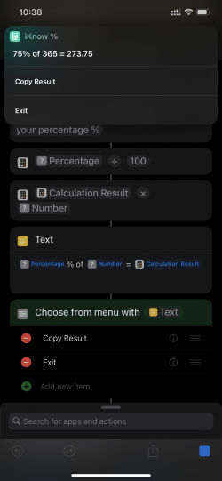 Screenshot for Apple Siri Shortcuts iKnow % 3
