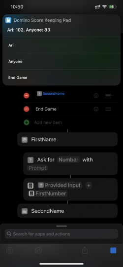Screenshot for Apple Siri Shortcuts Domino Score Keeping Pad 2