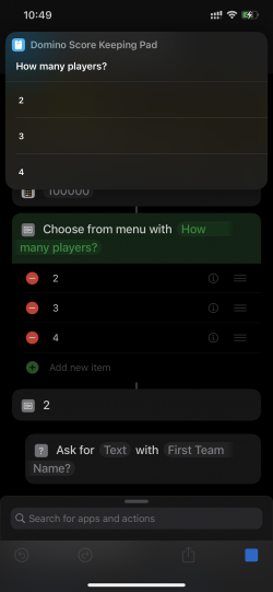 Screenshot for Apple Siri Shortcuts Domino Score Keeping Pad 4