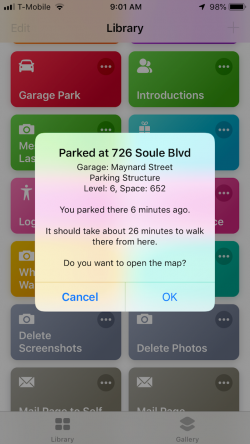 Screenshot for Apple Siri Shortcuts Garage Park 4