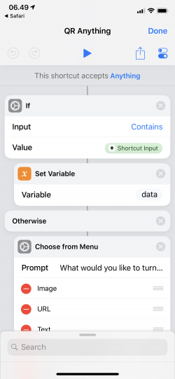 Screenshot for Apple Siri Shortcuts QR Anything 1
