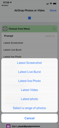 Screenshot for Apple Siri Shortcuts AirDrop Photos or Video 1