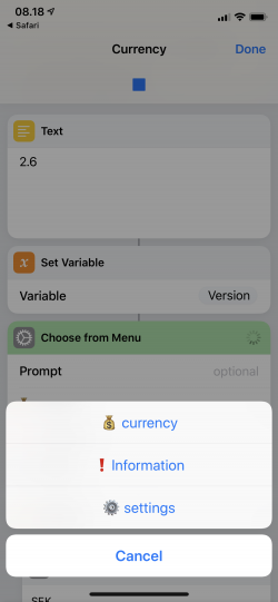 Screenshot for Apple Siri Shortcuts Currency 1