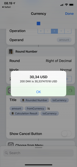 Screenshot for Apple Siri Shortcuts Currency 3