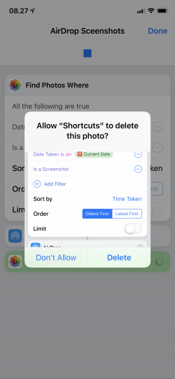 Screenshot for Apple Siri Shortcuts AirDrop Sceenshots 2