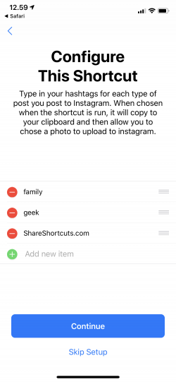 Screenshot for Apple Siri Shortcuts Instagram Hashtag Helper 5
