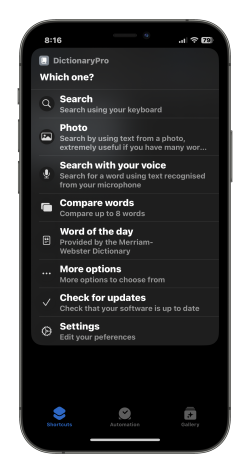 Screenshot for Apple Siri Shortcuts DictionaryPro 1