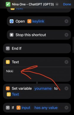 Screenshot for Apple Siri Shortcuts Nina One - ChatGPT (GPT3) 2