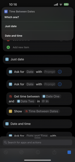 Screenshot for Apple Siri Shortcuts Time Between Dates 2