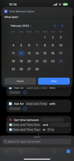 Screenshot for Apple Siri Shortcuts Time Between Dates 3