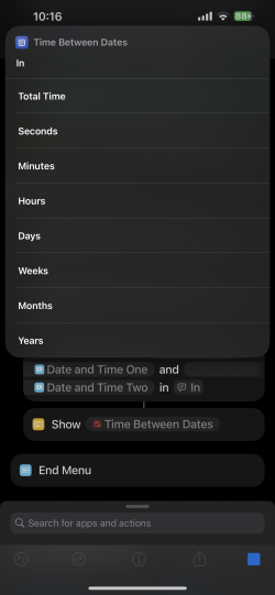 Screenshot for Apple Siri Shortcuts Time Between Dates 4