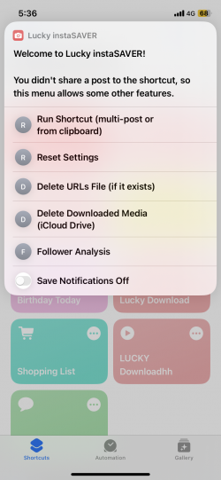 Screenshot for Apple Siri Shortcuts Lucky instaSAVER 3