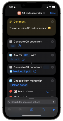 Screenshot for Apple Siri Shortcuts QR code generator 2