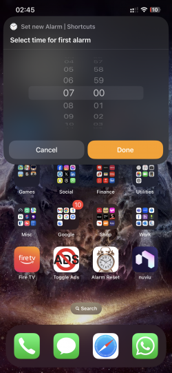 Screenshot for Apple Siri Shortcuts Reset Alarm 2