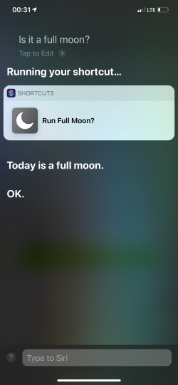 Screenshot for Apple Siri Shortcuts Full Moon? 1