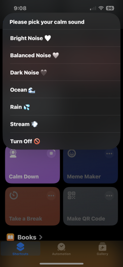 Screenshot for Apple Siri Shortcuts Calm Down 1