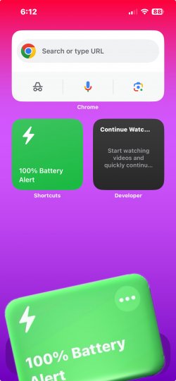 Screenshot for Apple Siri Shortcuts 100% Battery Alert 1