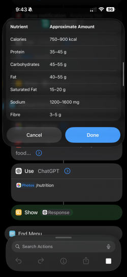 Screenshot for Apple Siri Shortcuts PicCalories 2