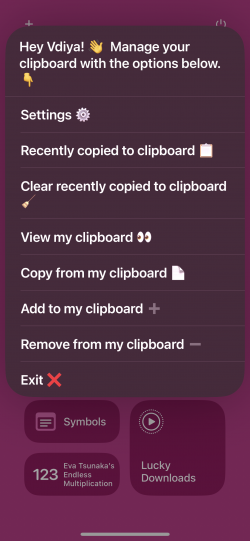 Screenshot for Apple Siri Shortcuts Manage my clipboard 1