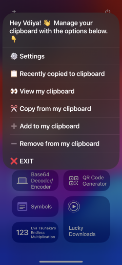 Screenshot for Apple Siri Shortcuts Manage my clipboard 1