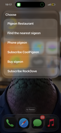 Screenshot for Apple Siri Shortcuts Sigeon menu 1