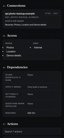 Screenshot for Apple Siri Shortcuts Shortcut Inspect 4