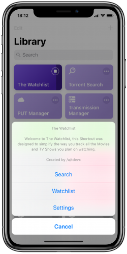 Screenshot for Apple Siri Shortcuts The Watchlist 1