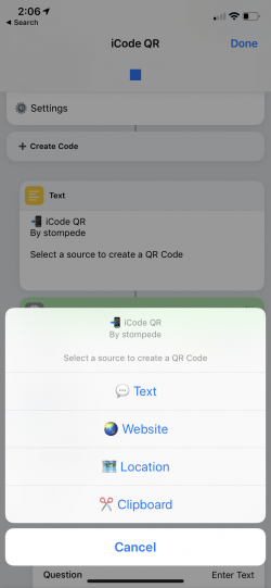 Screenshot for Apple Siri Shortcuts iCode QR 2