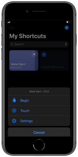 Screenshot for Apple Siri Shortcuts Water Eject 1