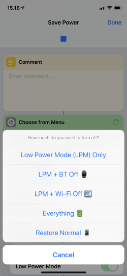 Screenshot for Apple Siri Shortcuts Save Power 3