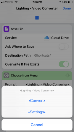 Screenshot for Apple Siri Shortcuts Lighting - Video Converter 1