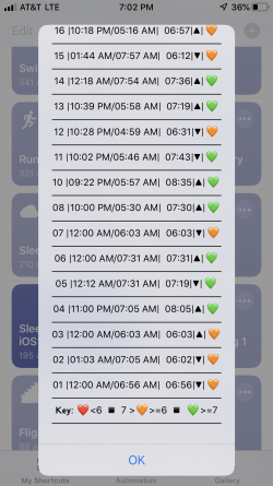 Screenshot for Apple Siri Shortcuts Sleep History Log iOS13 2