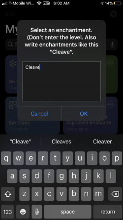 Screenshot for Apple Siri Shortcuts Lowest Levels For Top Level Enchants 4