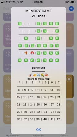 Screenshot for Apple Siri Shortcuts Memory Game 2 iOS13 4