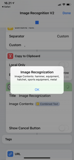 Screenshot for Apple Siri Shortcuts Image Recognition V2 5
